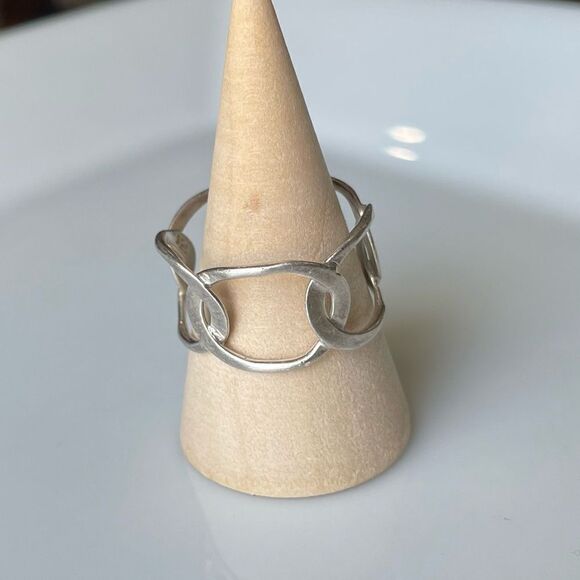 925 Sterling Silver Open Link Band Ring Sz 8/9 - Picture 1 of 10